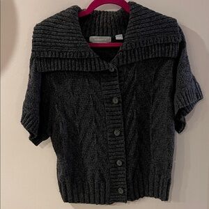 Liz Claiborne Charcoal Button-Up Cardigan